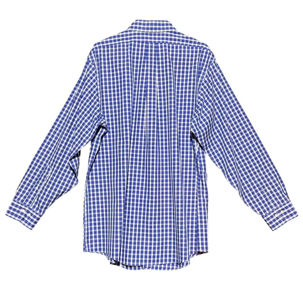 Brooks Brothers Regent Fit Non Iron Gingham Check Dress Shirt‎ 17.5 34/35 Blue
